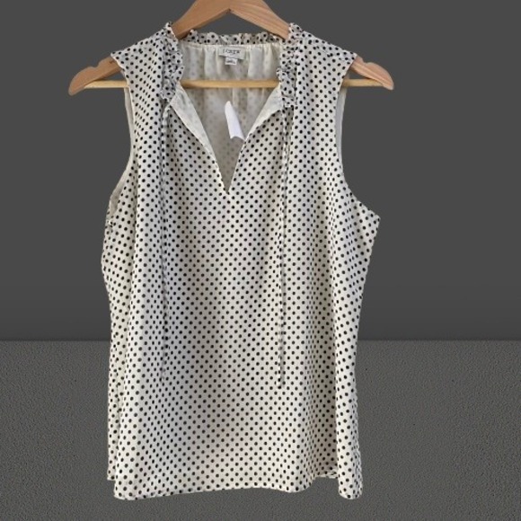 J.Crew Tops - NEW J.Crew Women's Polka Dot Sleeveless Blouse White Navy Medium